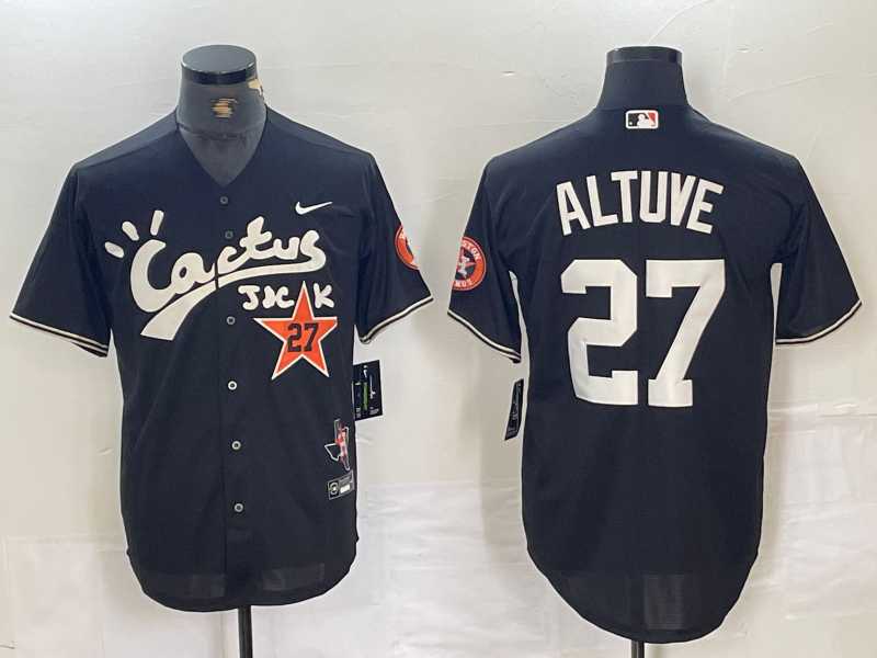 Mens Houston Astros #27 Jose Altuve Black Cactus Jack Cool Base Jersey->houston astros->MLB Jersey